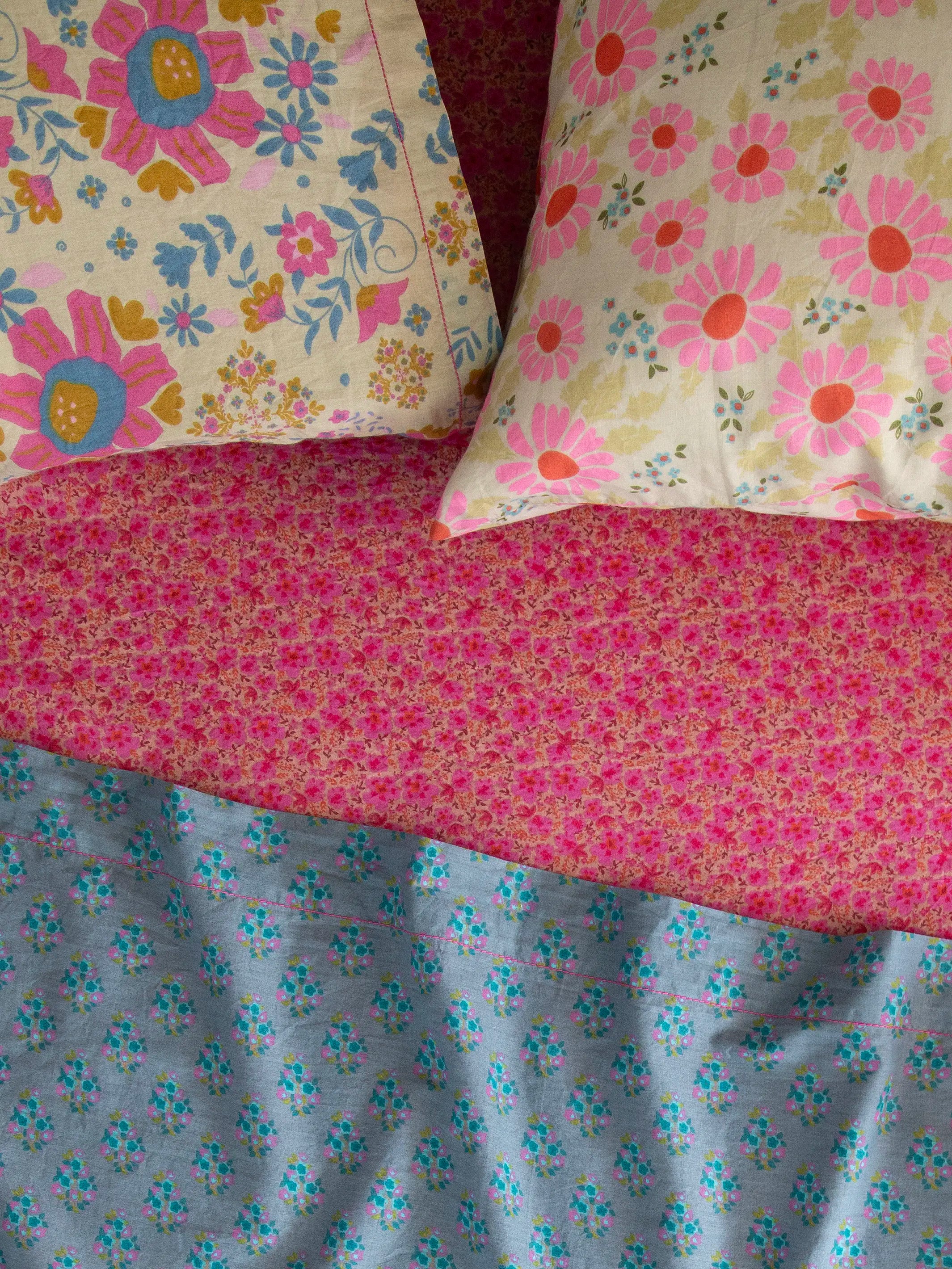 Mix & Match Cotton Pillowcase, Single - Vintage Zinnia - Image 6