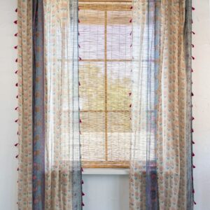 Printed Curtain Panel - Garden Stripes Cotton