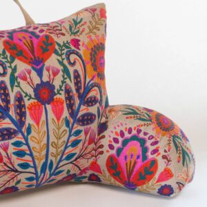 Alternative view of Boho Backrest Pillow - Cream Folk Flower