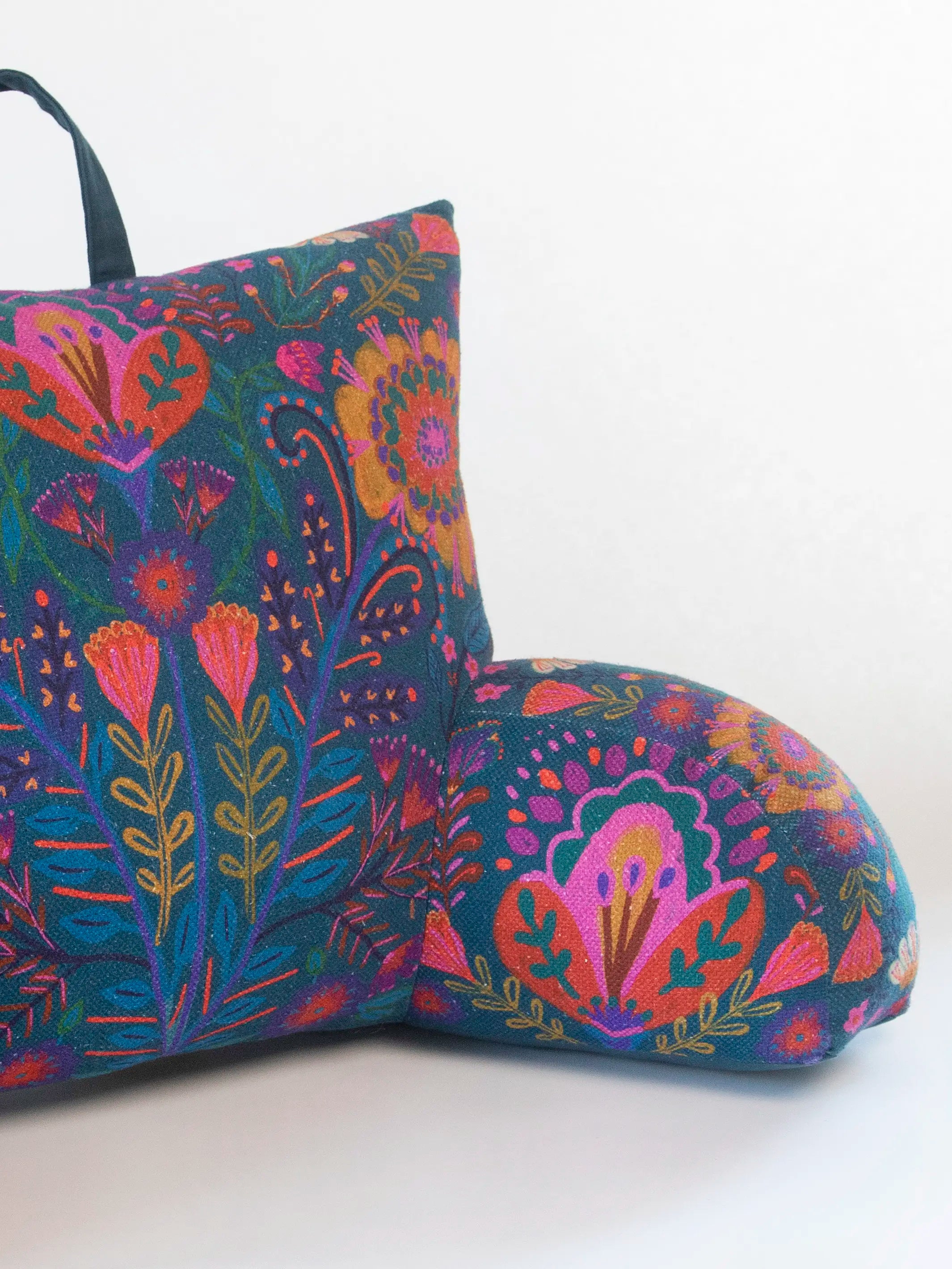 Boho Backrest Pillow - Navy Folk Garden - Image 2