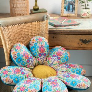 Boho Cotton Flower Cushion - Cream Folk Flower