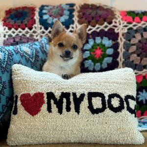 Tufted Lumbar Pillow - I Love My Dog