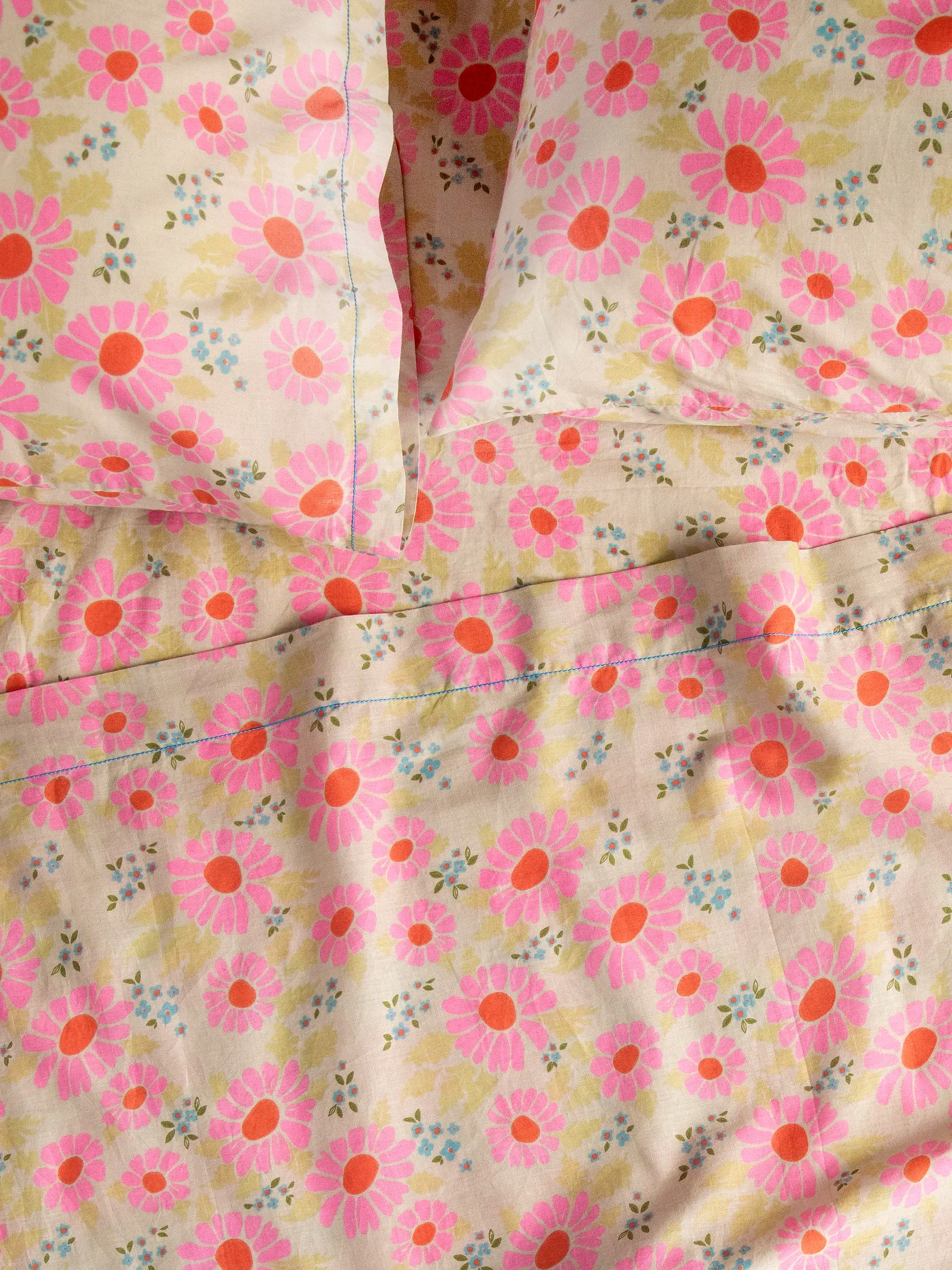 Mix & Match Cotton Pillowcase, Single - Vintage Zinnia - Image 5