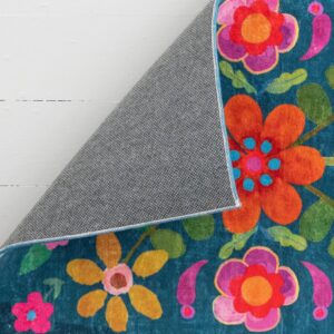 Alternative view of Chenille Rug, 2' x 3' - Teal Folk Floral