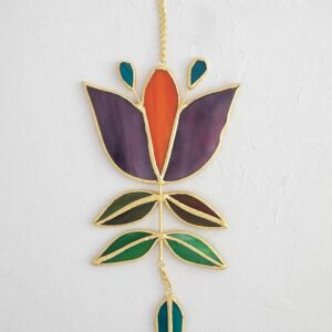 Alternative view of Stained Glass Window Hanging - Folk Flower