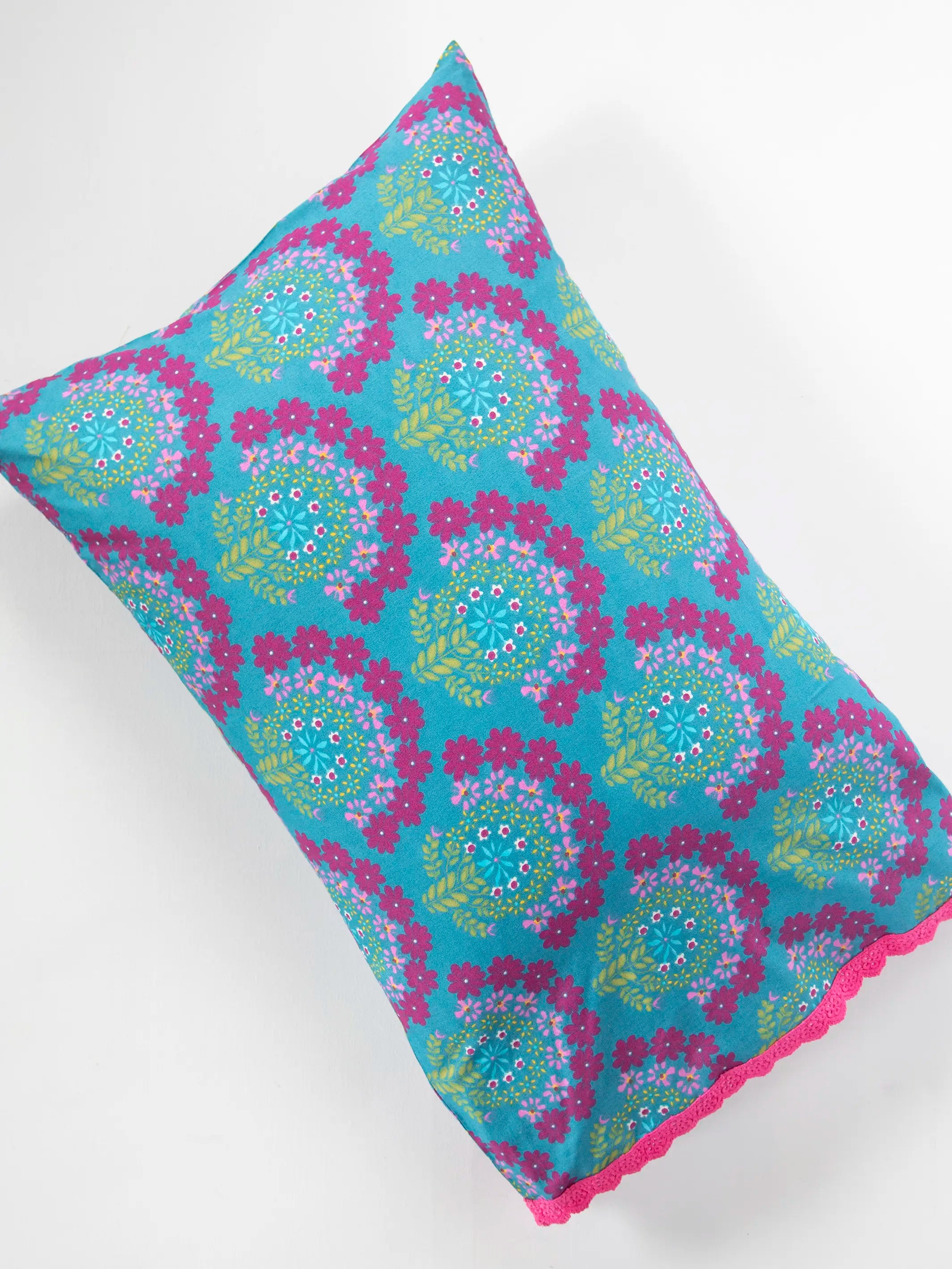 Mix & Match Trim Cotton Pillowcase - Meadow Medallion - Image 2