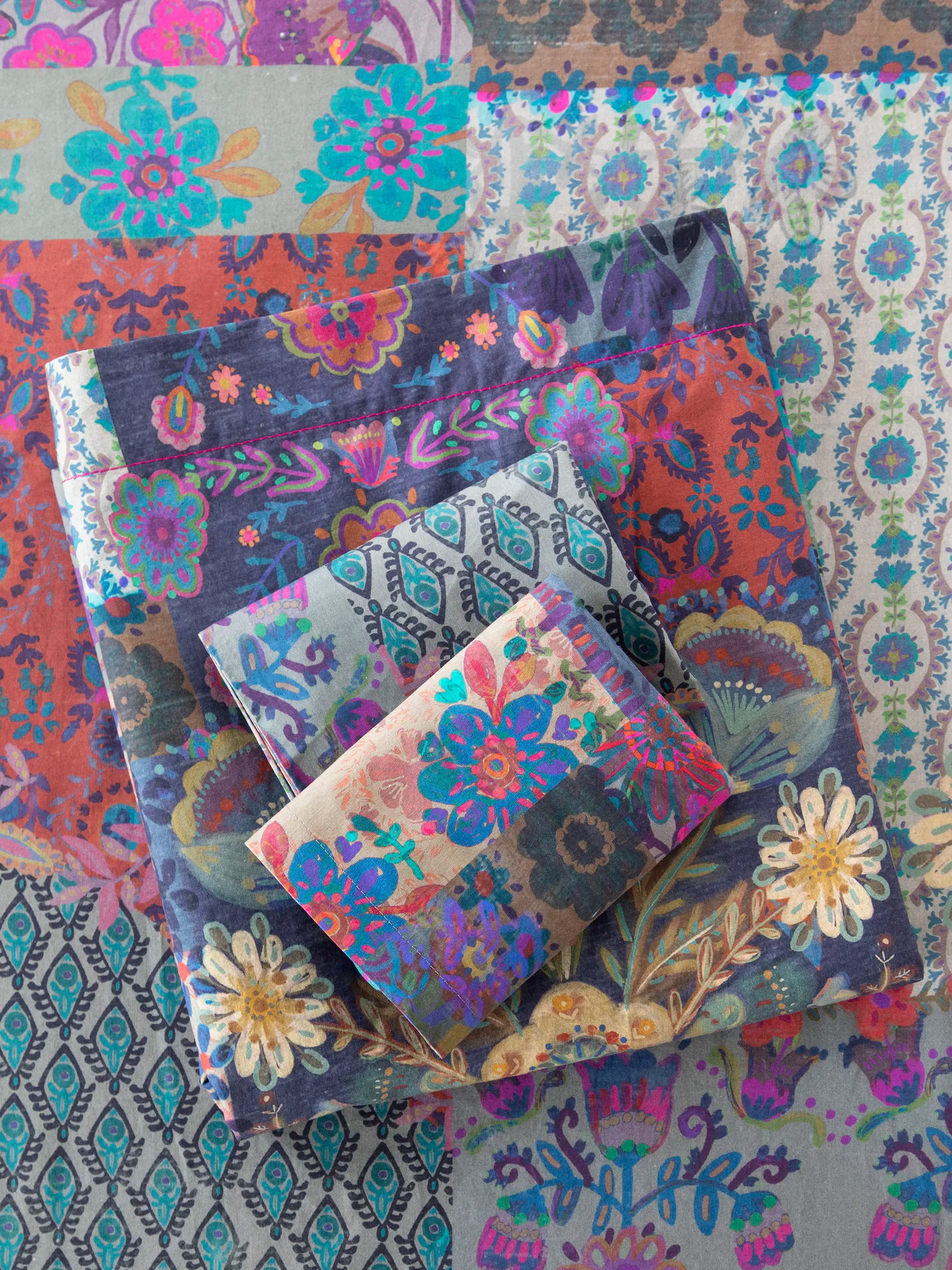 Sooo Soft Cotton Sheet Set - Blue Patchwork - Image 2