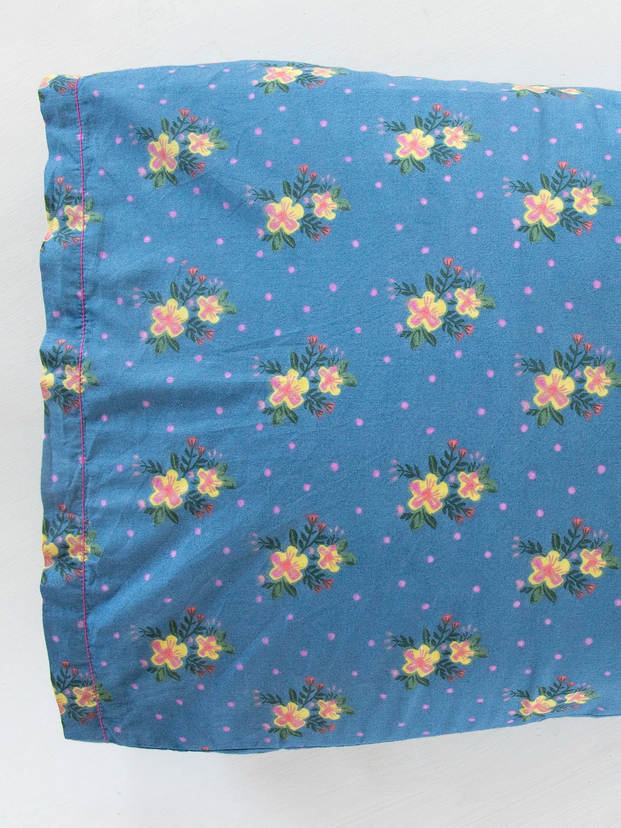 Mix & Match Cotton Pillowcase, Single - Blue Nora - Image 3