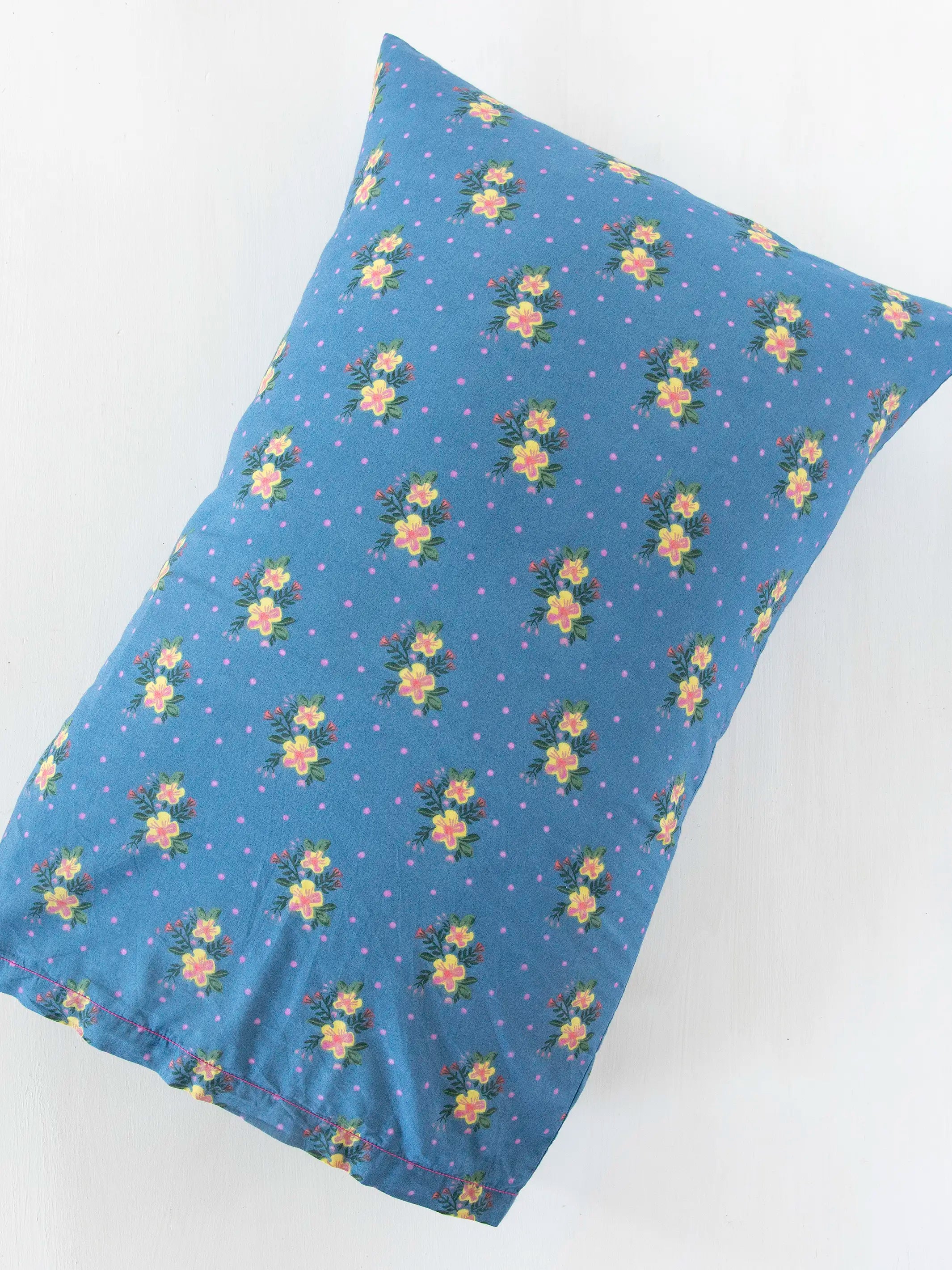 Mix & Match Cotton Pillowcase, Single - Blue Nora