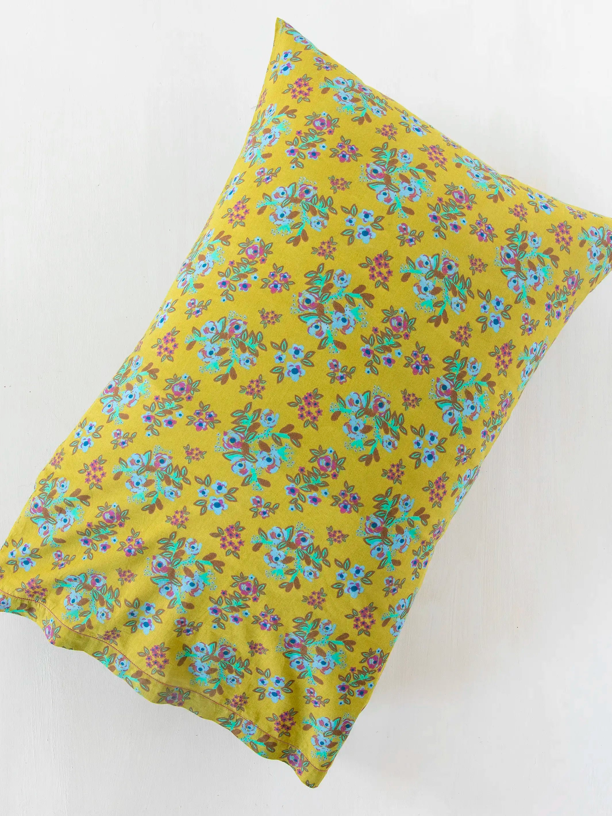 Mix & Match Cotton Pillowcase, Single - Chartreuse Bouquet Blooms