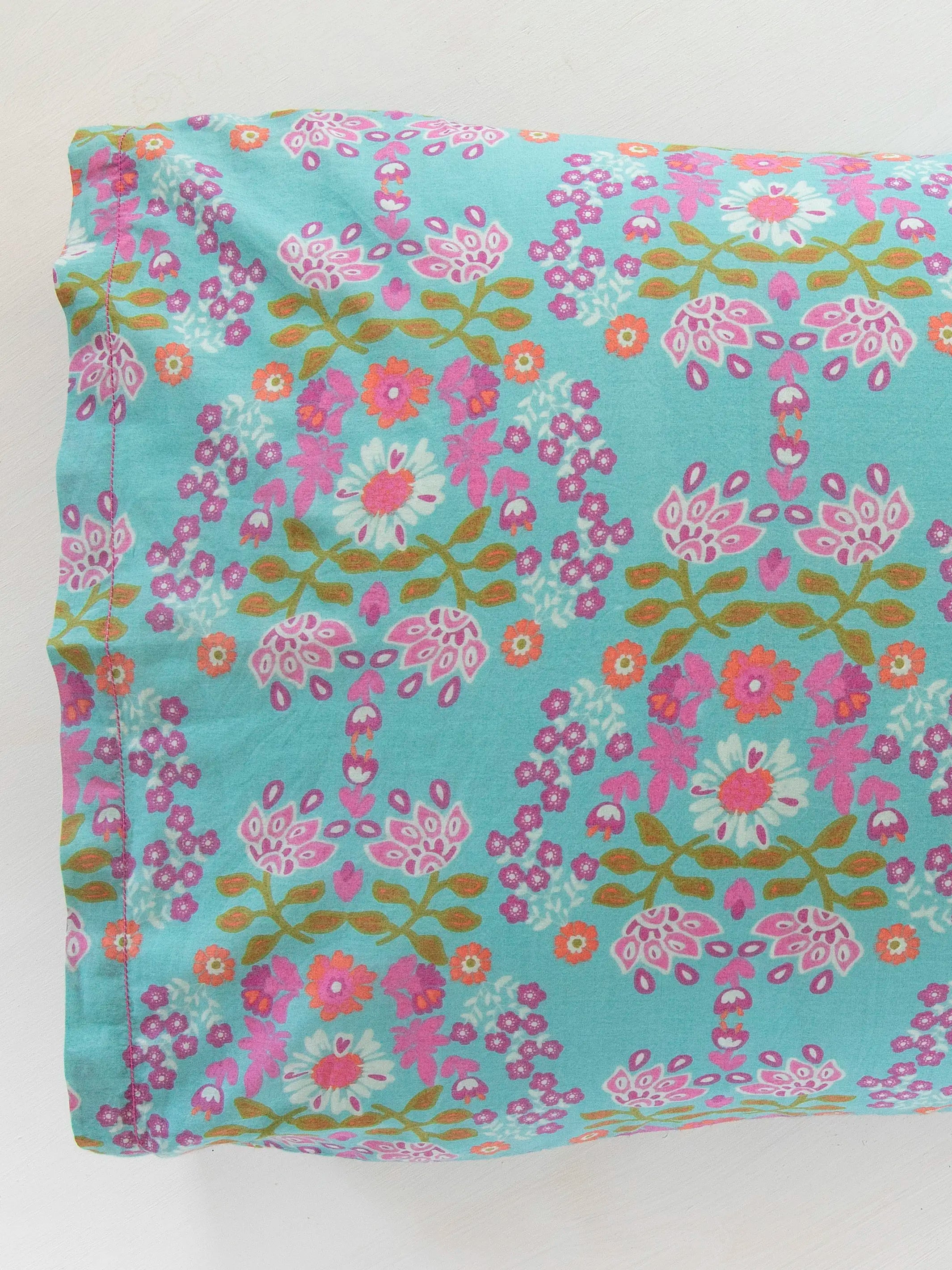 Mix & Match Cotton Pillowcase, Single - Turquoise Motif - Image 4