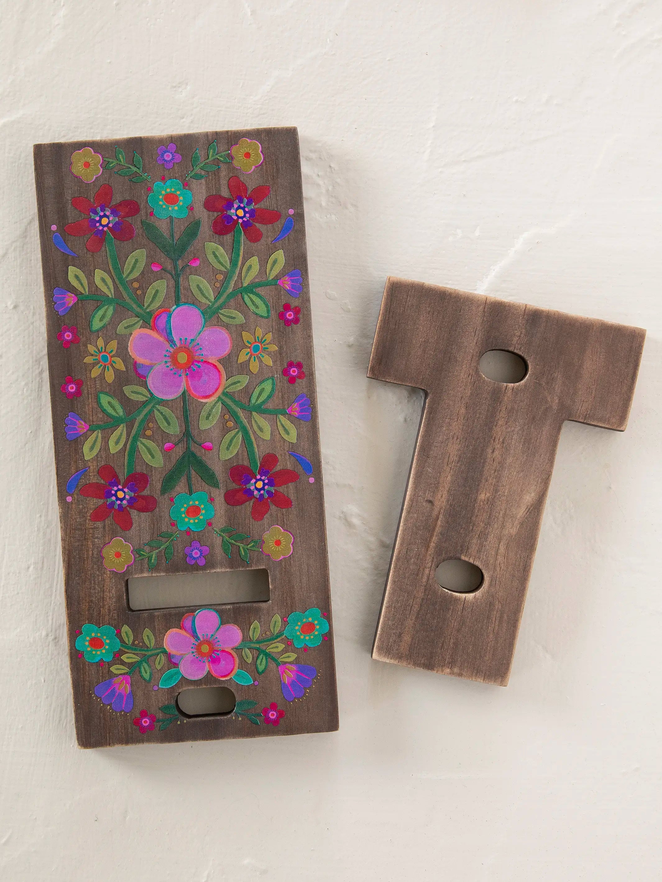 Wooden Phone Stand - Cocoa Folk Flower - Image 3