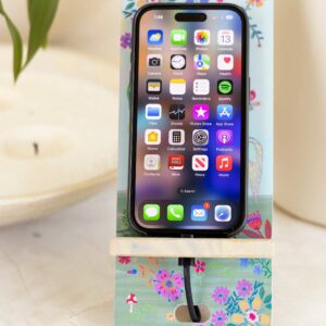 Alternative view of Wooden Phone Stand - Light Blue Cat