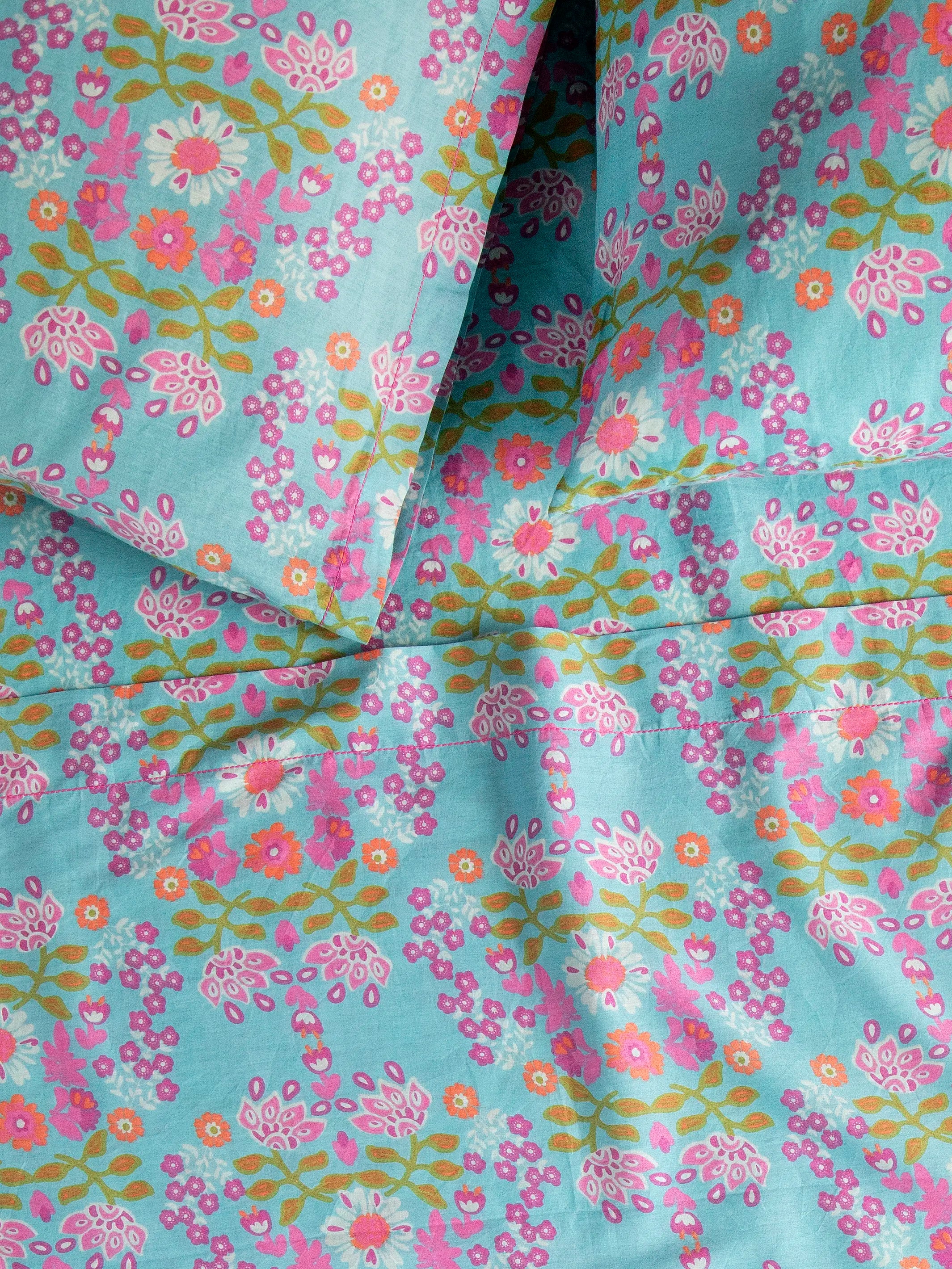Mix & Match Cotton Pillowcase, Single - Turquoise Motif - Image 6