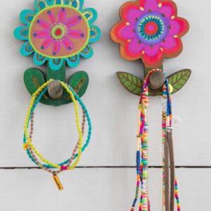 Adhesive Wooden Wall Hooks, Set of 2 - Flower