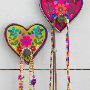 Adhesive Wooden Wall Hooks, Set of 2 - Heart